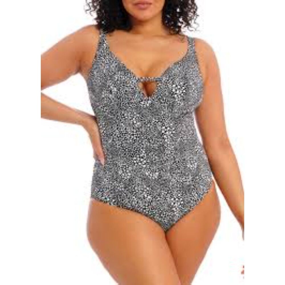 New Elomi Black and White Speckled One-Piece Swimsuit